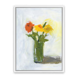 Shop Orange And Yellow Floral Canvas Art Print-Florals, Green, Portrait, Rectangle, View All, WA, Yellow-framed wall decor artwork