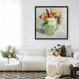 Shop Spring In A Green Pitcher (Square) Canvas Art Print-Florals, Green, Square, View All, WA-framed wall decor artwork