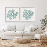 Shop Teal Coral I (Square) Canvas Art Print-Abstract, Green, PC, Square, View All-framed wall decor artwork