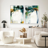 Shop Turbulence II Canvas Art Print-Abstract, Blue, Green, Portrait, Rectangle, View All, WA, White-framed wall decor artwork