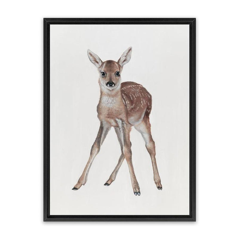 Shop Baby Deer Canvas Art Print-Animals, Baby Nursery, Brown, Portrait, View All-framed wall decor artwork