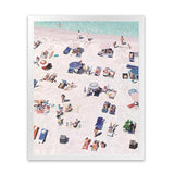 Shop Beach Bathers Art Print-Amalfi Coast Italy, Blue, Coastal, Neutrals, People, Pink, Portrait, Tropical, View All-framed painted poster wall decor artwork