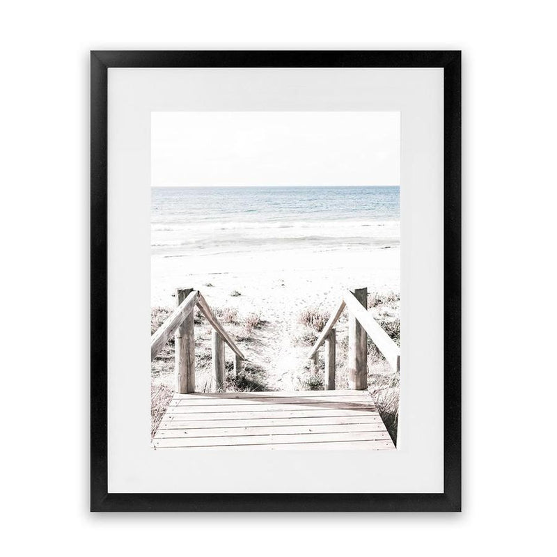 Shop Beach Stairs Photo Art Print-Boho, Coastal, Neutrals, Photography, Portrait, Rectangle, View All, White-framed poster wall decor artwork