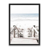 Shop Beach Stairs Photo Canvas Art Print-Boho, Coastal, Neutrals, Photography, Photography Canvas Prints, Portrait, Rectangle, View All, White-framed wall decor artwork