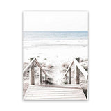 Shop Beach Stairs Photo Canvas Art Print-Boho, Coastal, Neutrals, Photography, Photography Canvas Prints, Portrait, Rectangle, View All, White-framed wall decor artwork