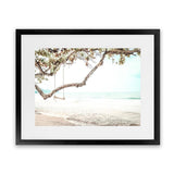 Shop Beach Swing I Photo Art Print-Boho, Coastal, Green, Landscape, Photography, Tropical, View All, White-framed poster wall decor artwork