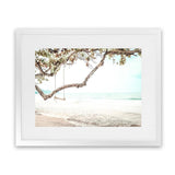 Shop Beach Swing I Photo Art Print-Boho, Coastal, Green, Landscape, Photography, Tropical, View All, White-framed poster wall decor artwork