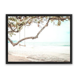 Shop Beach Swing I Photo Canvas Art Print-Boho, Coastal, Green, Landscape, Photography, Photography Canvas Prints, Tropical, View All, White-framed wall decor artwork