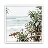 Shop Byron Bay Longboarder (Square) Photo Canvas Print-Coastal, Green, Photography, Photography Canvas Prints, Square, Tropical, View All-framed wall decor artwork