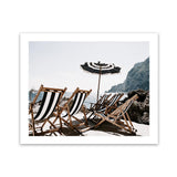 Shop Fontelina Chairs II Photo Art Print-Amalfi Coast Italy, Blue, Brown, Coastal, Landscape, Photography, View All-framed poster wall decor artwork