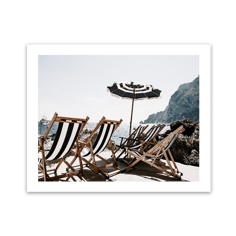 Shop Fontelina Chairs II Photo Art Print-Amalfi Coast Italy, Blue, Brown, Coastal, Landscape, Photography, View All-framed poster wall decor artwork