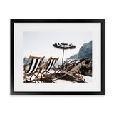 Shop Fontelina Chairs II Photo Art Print-Amalfi Coast Italy, Blue, Brown, Coastal, Landscape, Photography, View All-framed poster wall decor artwork