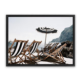 Shop Fontelina Chairs II Photo Canvas Art Print-Amalfi Coast Italy, Blue, Brown, Coastal, Landscape, Photography, Photography Canvas Prints, View All-framed wall decor artwork