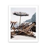Shop Fontelina Chairs III Photo Art Print-Amalfi Coast Italy, Blue, Brown, Coastal, Photography, Portrait, View All-framed poster wall decor artwork