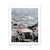 Shop Fontelina Chairs Photo Art Print-Amalfi Coast Italy, Blue, Brown, Coastal, Photography, Portrait, View All-framed poster wall decor artwork
