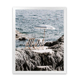 Shop Fontelina Chairs Photo Art Print-Amalfi Coast Italy, Blue, Brown, Coastal, Photography, Portrait, View All-framed poster wall decor artwork