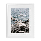 Shop Fontelina Chairs Photo Art Print-Amalfi Coast Italy, Blue, Brown, Coastal, Photography, Portrait, View All-framed poster wall decor artwork