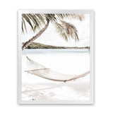 Shop Island Hammock Photo Art Print-Boho, Coastal, Green, Neutrals, Photography, Portrait, Tropical, View All, White-framed poster wall decor artwork