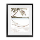 Shop Island Hammock Photo Art Print-Boho, Coastal, Green, Neutrals, Photography, Portrait, Tropical, View All, White-framed poster wall decor artwork