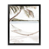 Shop Island Hammock Photo Art Print-Boho, Coastal, Green, Neutrals, Photography, Portrait, Tropical, View All, White-framed poster wall decor artwork