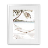 Shop Island Hammock Photo Art Print-Boho, Coastal, Green, Neutrals, Photography, Portrait, Tropical, View All, White-framed poster wall decor artwork