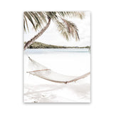 Shop Island Hammock Photo Canvas Art Print-Boho, Coastal, Green, Neutrals, Photography, Photography Canvas Prints, Portrait, Tropical, View All, White-framed wall decor artwork