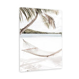 Shop Island Hammock Photo Canvas Art Print-Boho, Coastal, Green, Neutrals, Photography, Photography Canvas Prints, Portrait, Tropical, View All, White-framed wall decor artwork