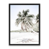 Shop Palm Shadow Photo Canvas Art Print-Boho, Coastal, Green, Hamptons, Photography, Photography Canvas Prints, Portrait, Tropical, View All, White-framed wall decor artwork
