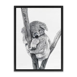 Shop Sleeping Koala Canvas Art Print-Animals, Baby Nursery, Black, Grey, Portrait, View All, White-framed wall decor artwork