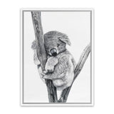 Shop Sleeping Koala Canvas Art Print-Animals, Baby Nursery, Black, Grey, Portrait, View All, White-framed wall decor artwork