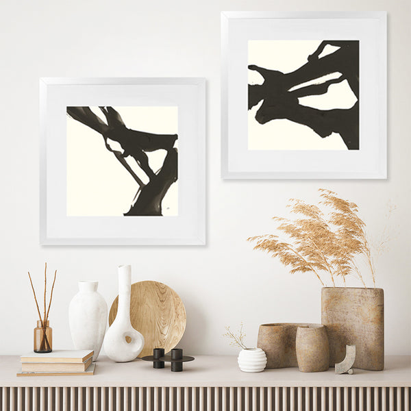 Shop Black Gesture I (Square) Art Print-Abstract, Black, Square, View All, WA, White-framed painted poster wall decor artwork