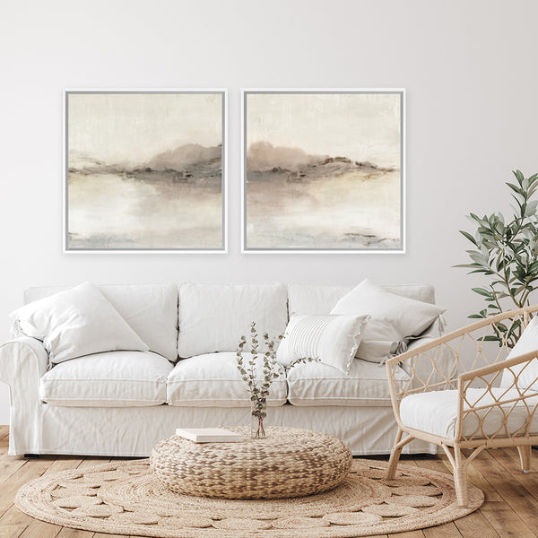 Shop Blush Horizon I (Square) Canvas Art Print-Abstract, Neutrals, PC, Square, View All-framed wall decor artwork