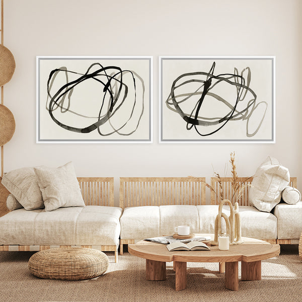 Shop Bounded II Canvas Art Print-Abstract, Black, Horizontal, Landscape, Neutrals, PC, Rectangle, View All-framed wall decor artwork