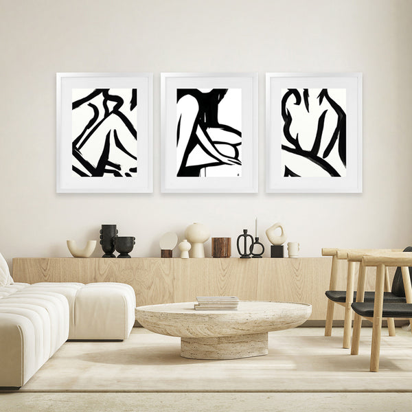 Shop Figure 3 Art Print-Abstract, Black, Dan Hobday, Portrait, Rectangle, View All, White-framed painted poster wall decor artwork