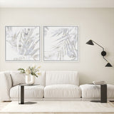 Shop Faded Leaves I (Square) Canvas Art Print-Abstract, Grey, PC, Square, View All, White-framed wall decor artwork