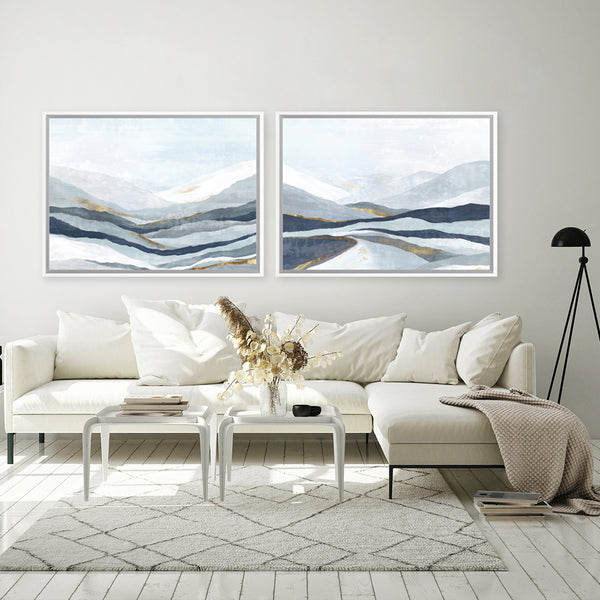 Shop Far Away Land I Canvas Art Print-Abstract, Blue, Horizontal, PC, Rectangle, View All-framed wall decor artwork