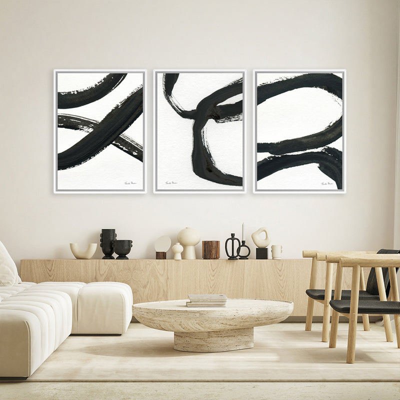 Shop Inky VI Canvas Art Print-Abstract, Black, Portrait, Rectangle, View All, WA, White-framed wall decor artwork