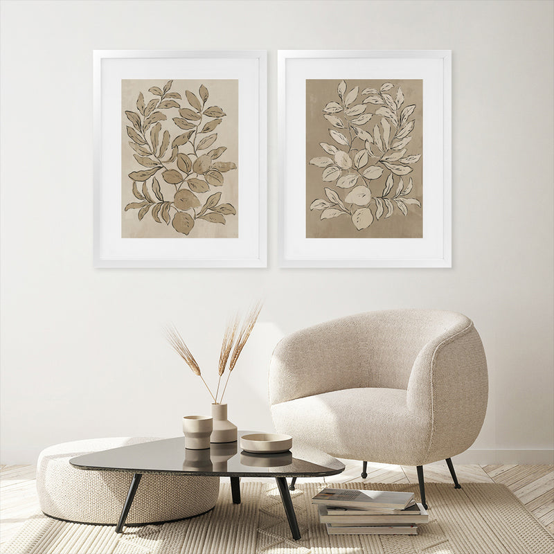 Shop Leaves Sketches I Art Print-Abstract, Brown, PC, Portrait, Rectangle, View All-framed painted poster wall decor artwork