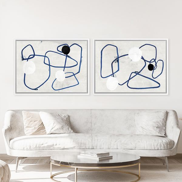 Shop Midblue I Canvas Art Print-Abstract, Blue, Horizontal, Neutrals, PC, Rectangle, View All-framed wall decor artwork