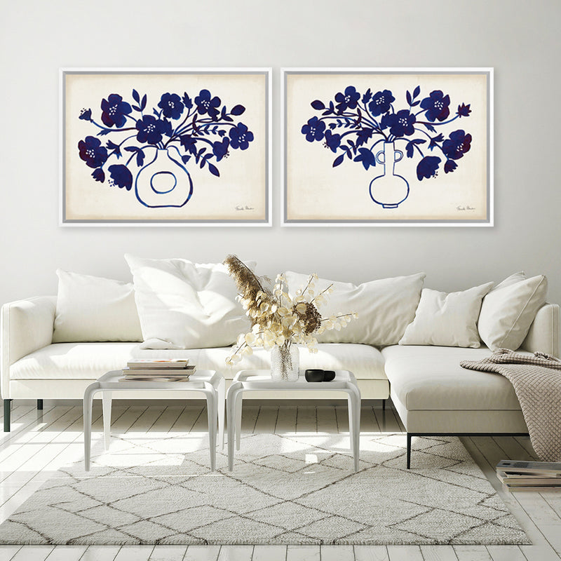 Shop Modern Blue II Canvas Art Print-Blue, Florals, Horizontal, Rectangle, View All, WA-framed wall decor artwork