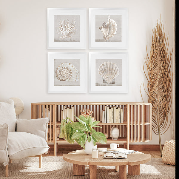 Shop Neutral Shells II (Square) Art Print-Abstract, Neutrals, PC, Square, View All-framed painted poster wall decor artwork