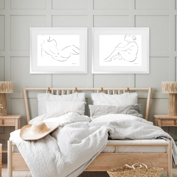 Shop Nude Sketch IV Art Print-Abstract, Horizontal, Rectangle, View All, WA, White-framed painted poster wall decor artwork