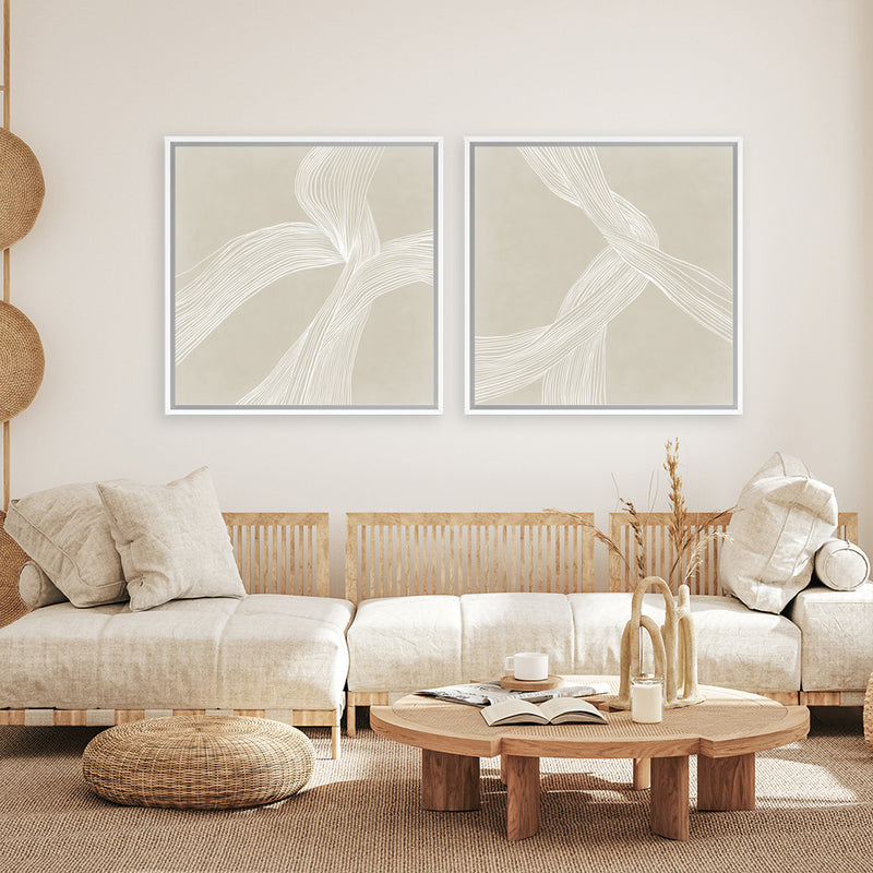 Shop On The Same Wavelength II (Square) Canvas Art Print-Abstract, Neutrals, PC, Square, View All-framed wall decor artwork