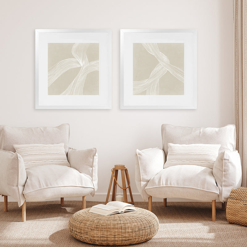 Shop On The Same Wavelength II (Square) Art Print-Abstract, Neutrals, PC, Square, View All-framed painted poster wall decor artwork