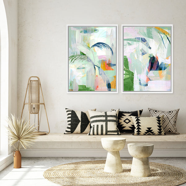 Shop Palm City Canvas Art Print-Abstract, Green, PC, Portrait, Rectangle, View All-framed wall decor artwork