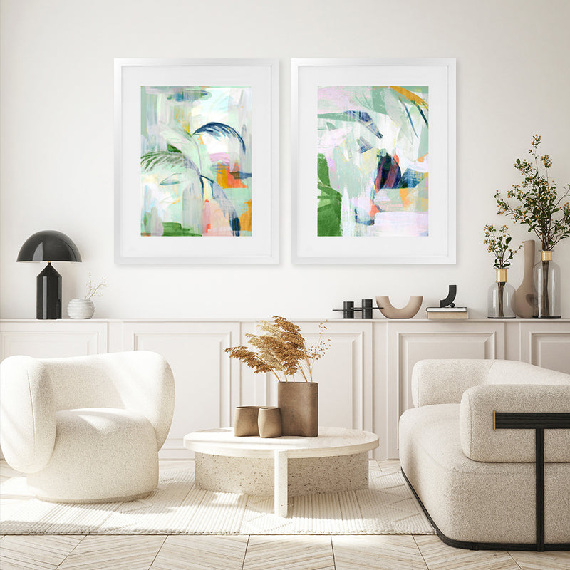 Shop Paradise Sunrise I Art Print-Abstract, Green, PC, Portrait, Rectangle, View All-framed painted poster wall decor artwork