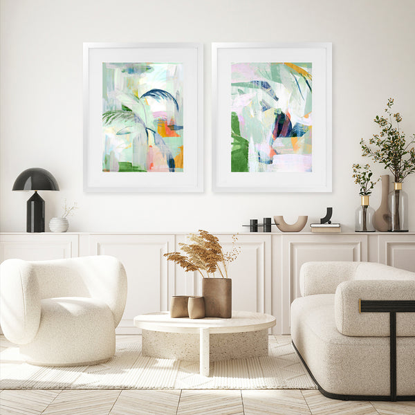 Shop Palm City Art Print-Abstract, Green, PC, Portrait, Rectangle, View All-framed painted poster wall decor artwork