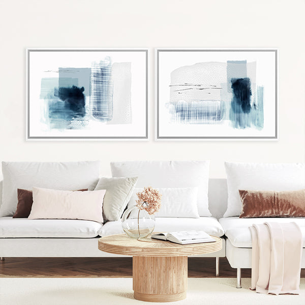 Shop Sheets of Blue I Canvas Art Print-Abstract, Blue, Horizontal, Neutrals, PC, Rectangle, View All-framed wall decor artwork