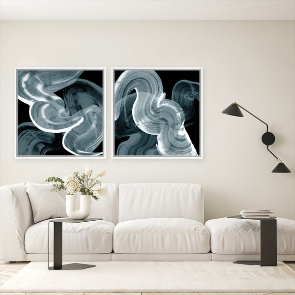 Shop Swirl III (Square) Canvas Art Print-Abstract, Black, Blue, PC, Square, View All-framed wall decor artwork