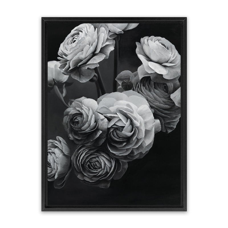 Shop Black & White Bouquet Canvas Art Print-Black, Florals, Hamptons, Portrait, Scandinavian, View All-framed wall decor artwork